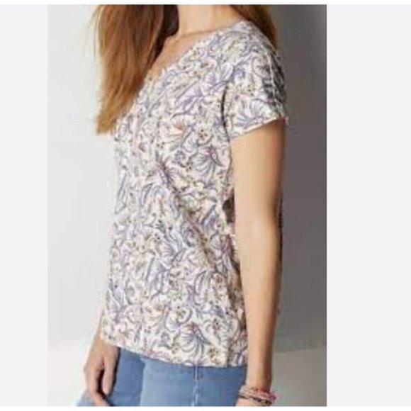 J. Jill Luxe Supima Pleat Back Tee Shirt Floral 4X - Picture 2 of 8